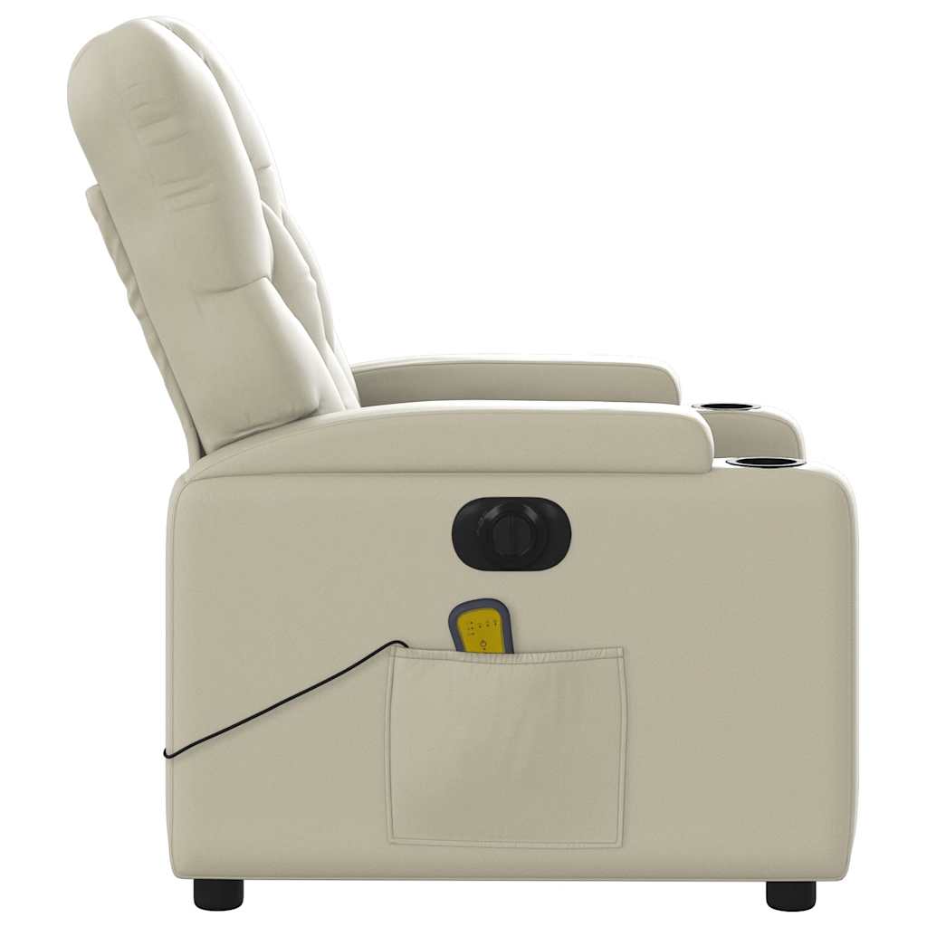 vidaXL Fauteuil de massage inclinable électrique crème similicuir