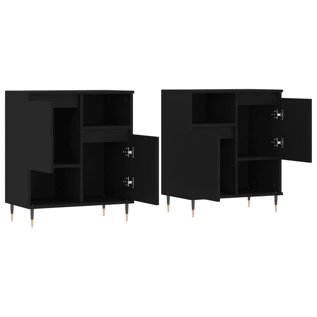 vidaXL Buffets 2 pcs noir bois d'ingénierie