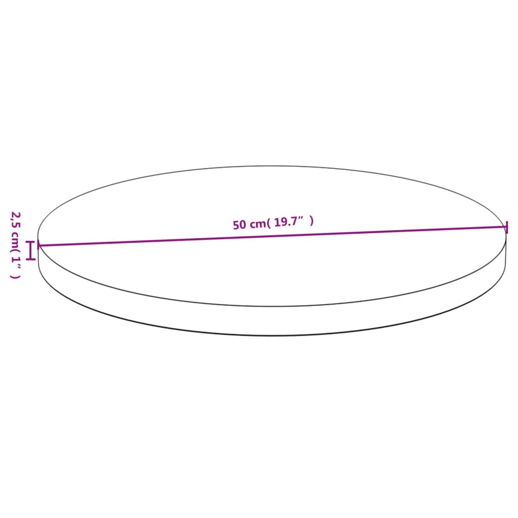 vidaXL Dessus de table Ø50x2,5 cm bambou