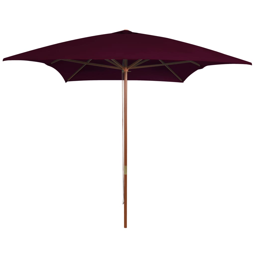 vidaXL Parasol d'extérieur avec mât en bois Rouge bordeaux 200x300 cm