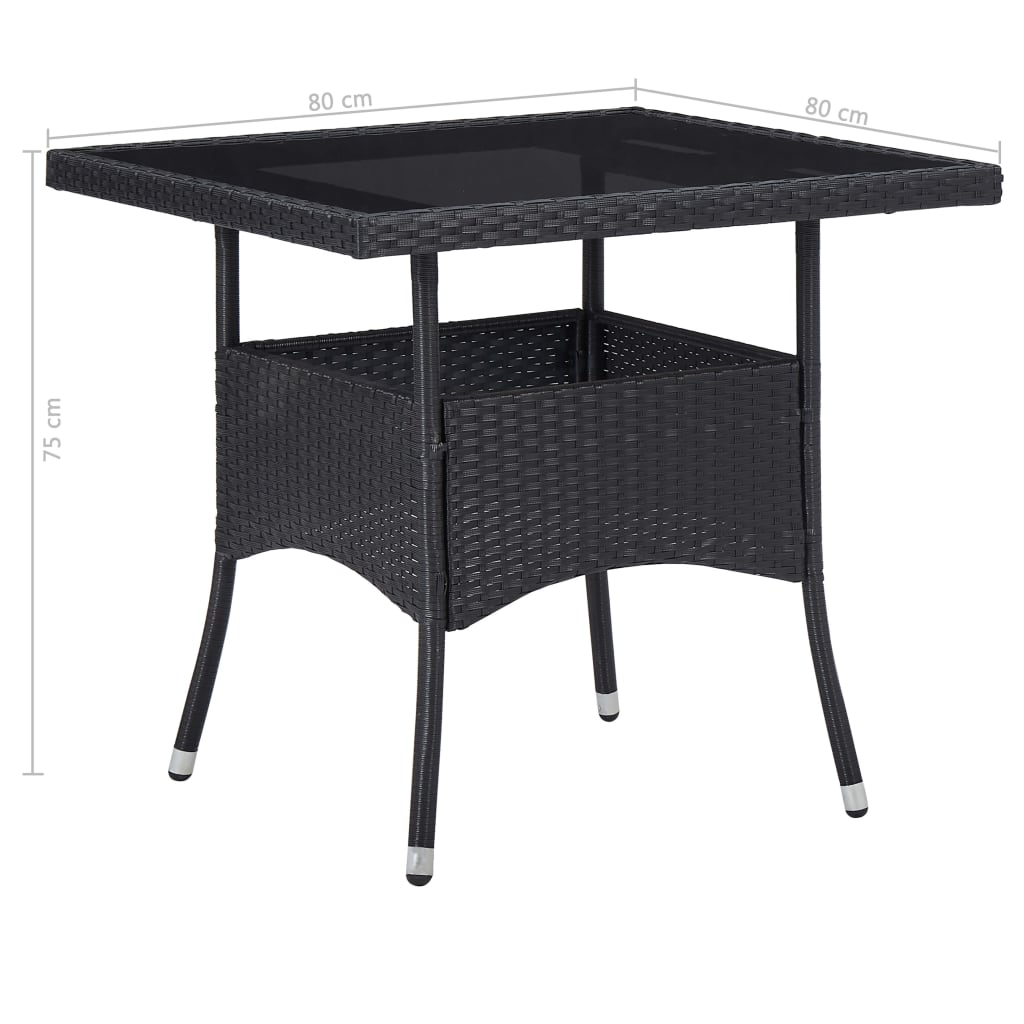 vidaXL Ensemble à manger de jardin 5 pcs Noir Résine tressée et acacia