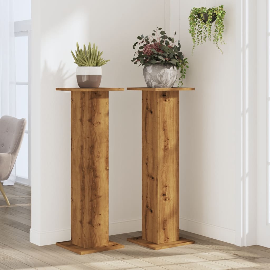 vidaXL Supports pour plantes 2 pcs chêne artisanal bois d'ingénierie