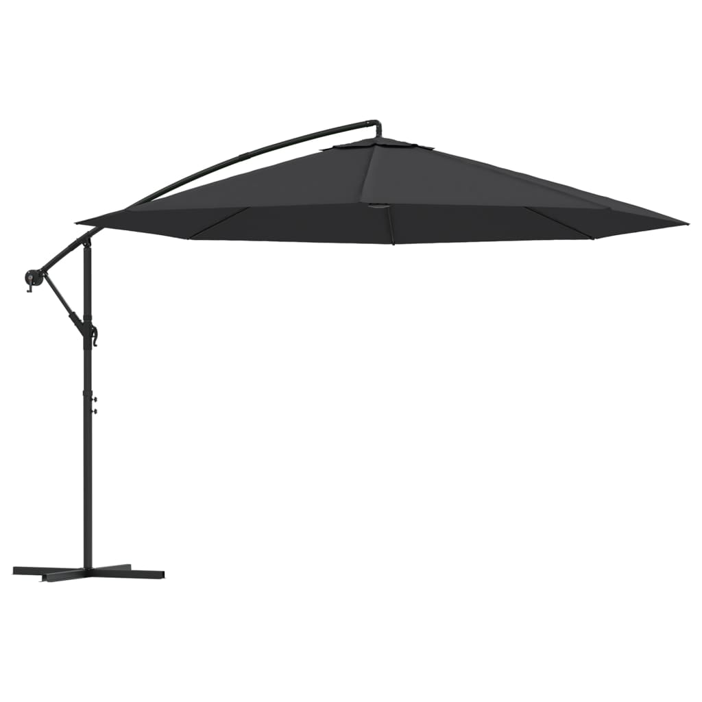 vidaXL Parasol déporté avec mât en aluminium 350 cm Noir