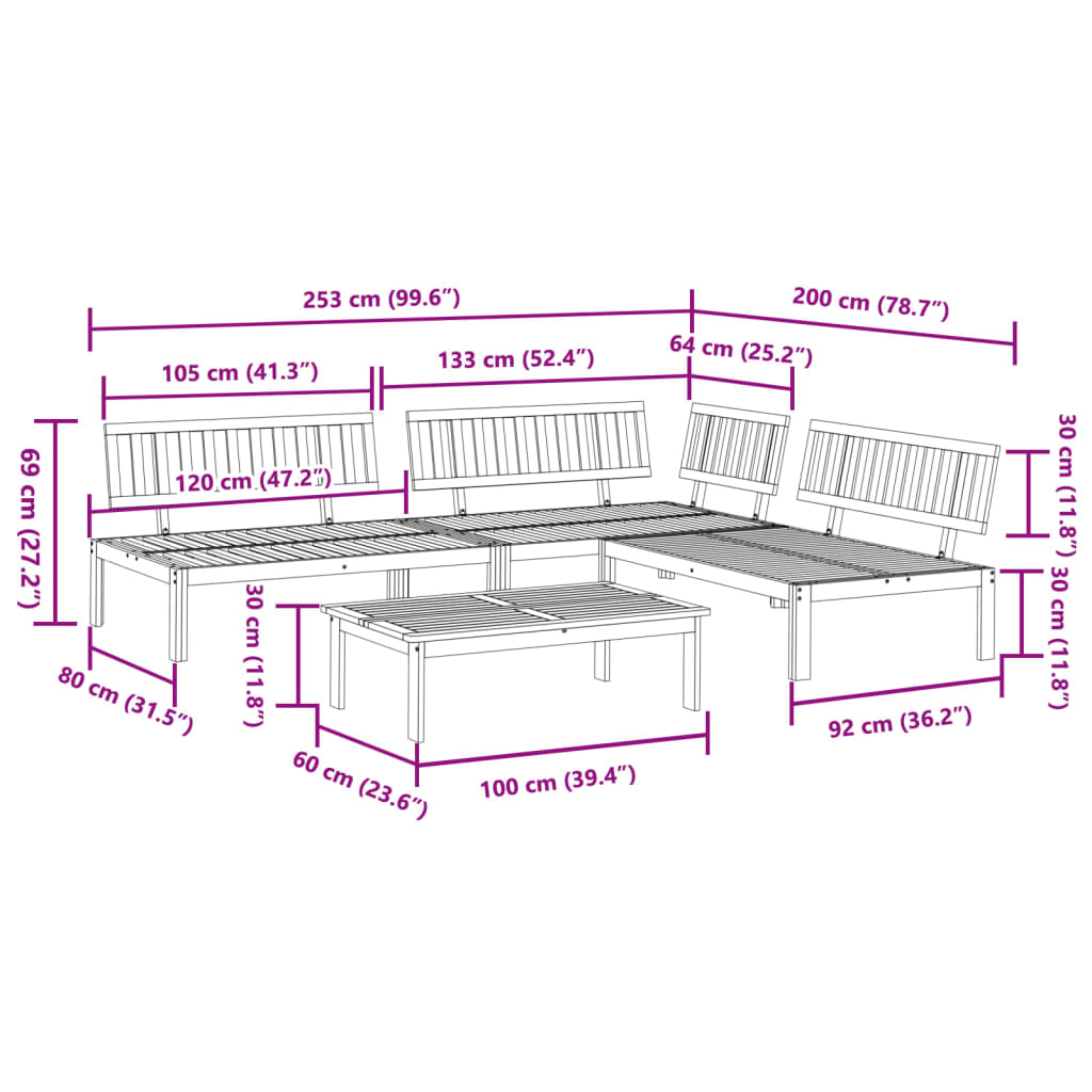 vidaXL Salon palette de jardin 4 pcs bois d'acacia massif