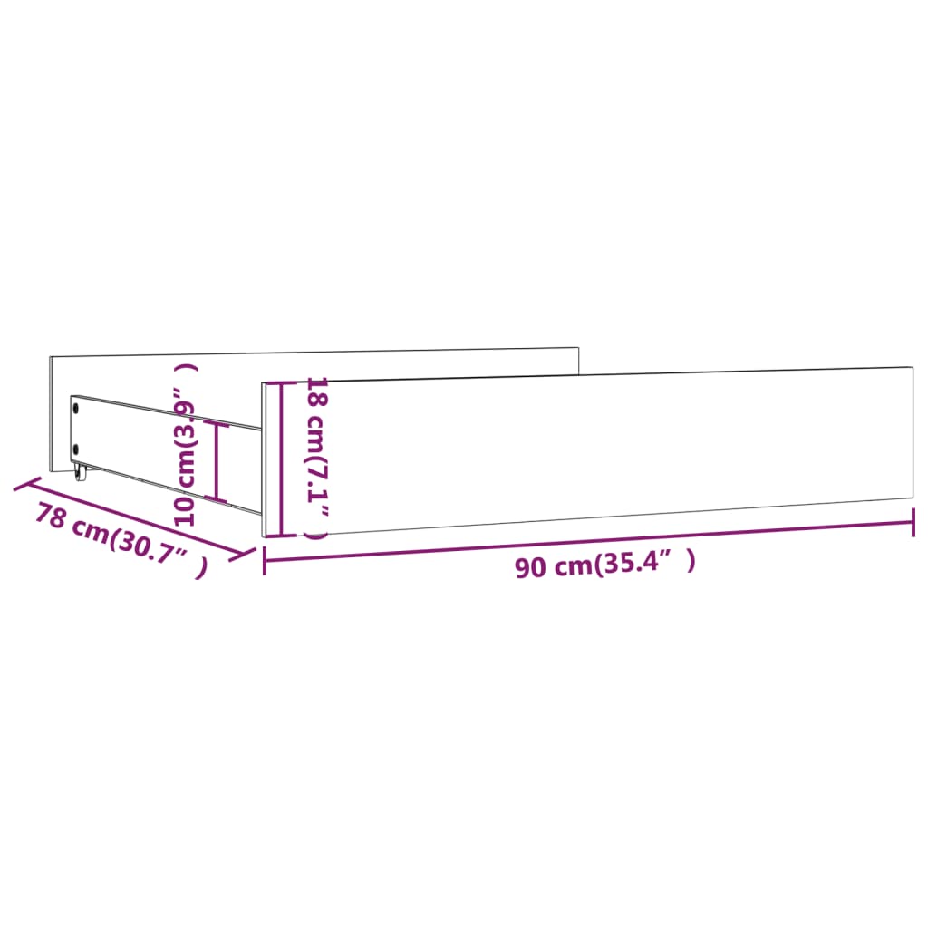 vidaXL Tiroirs de lit 2 pcs blanc Bois de pin massif