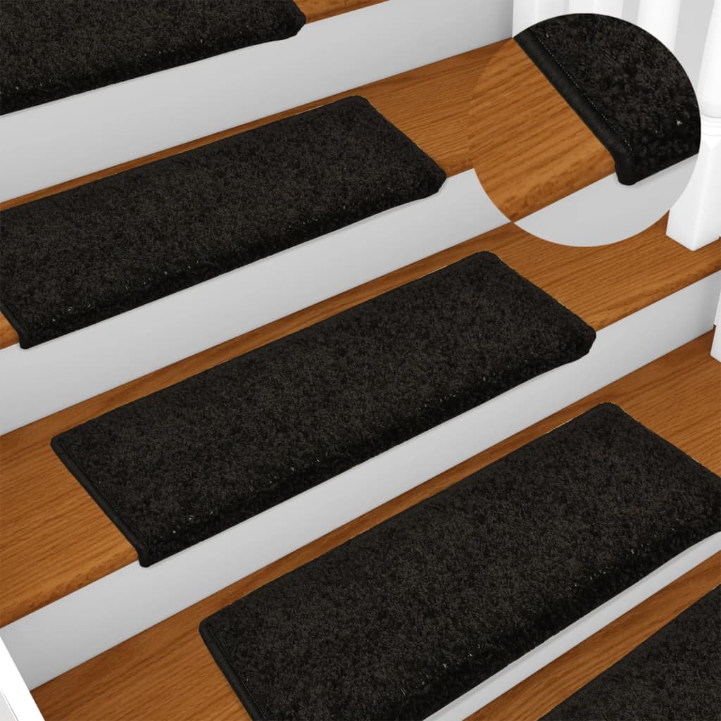 vidaXL Tapis d'escalier 10 pcs 65x21x4 cm Noir