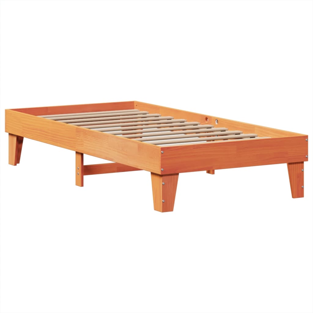 vidaXL Cadre de lit sans matelas cire marron 75x190 cm bois pin massif