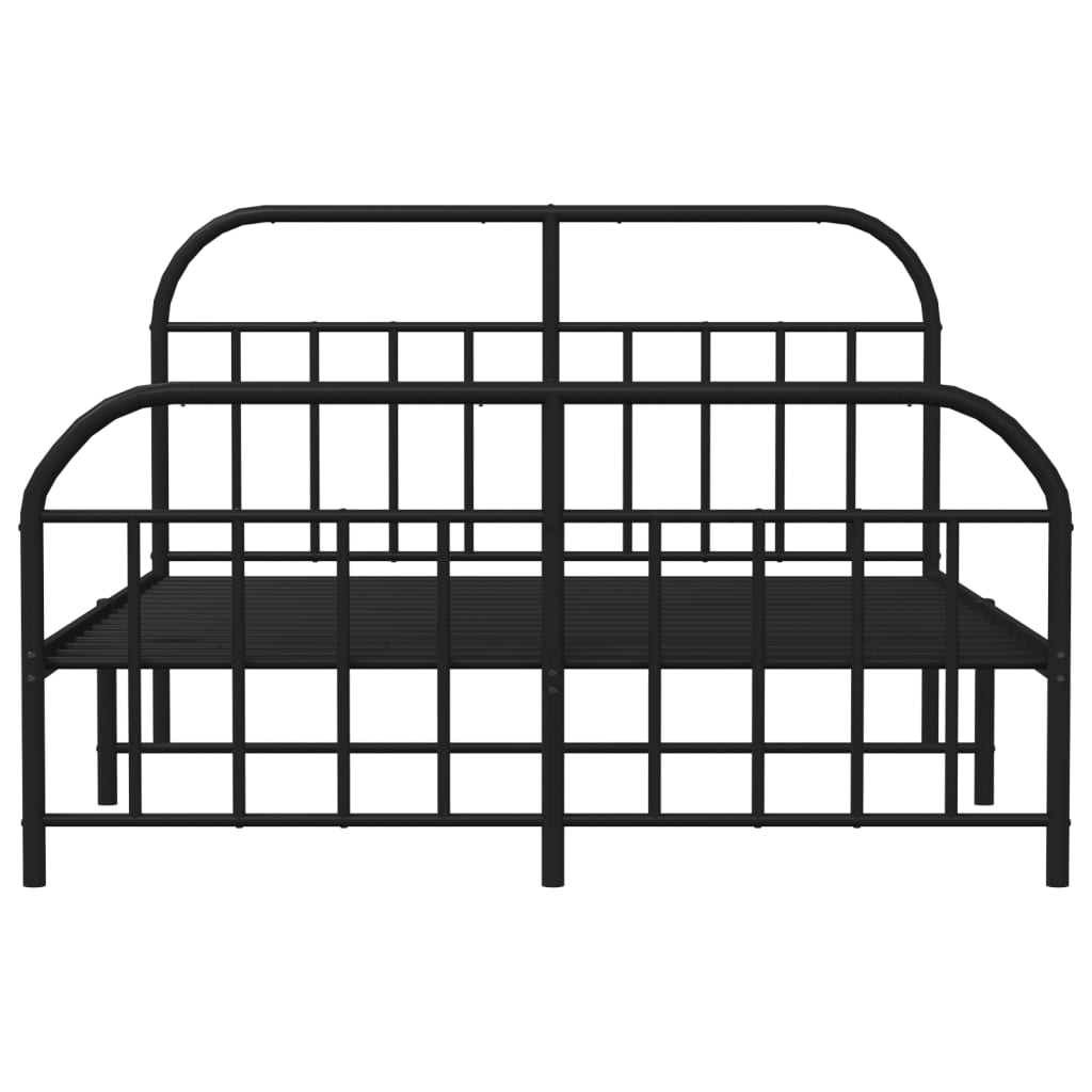 vidaXL Cadre de lit métal sans matelas avec pied de lit noir 135x190cm