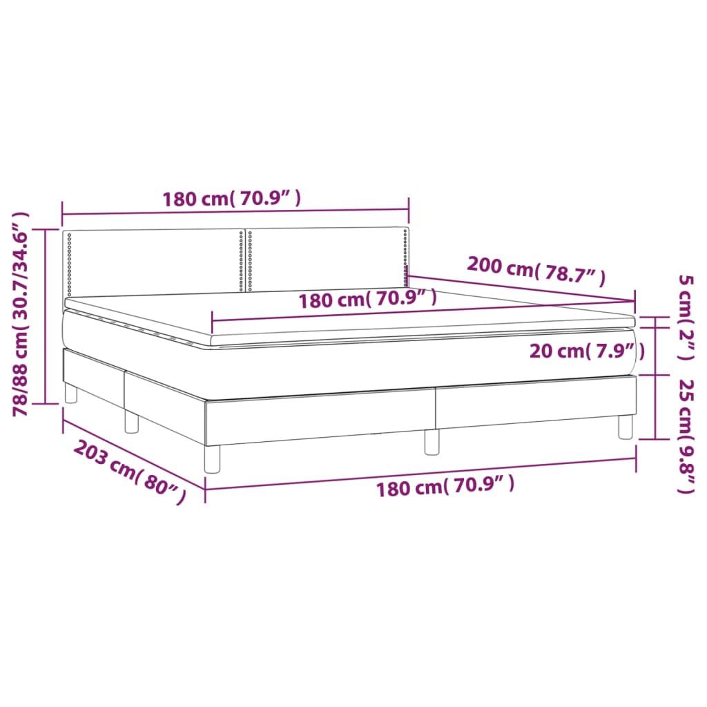 vidaXL Sommier à lattes de lit avec matelas Rose 180x200 cm Velours