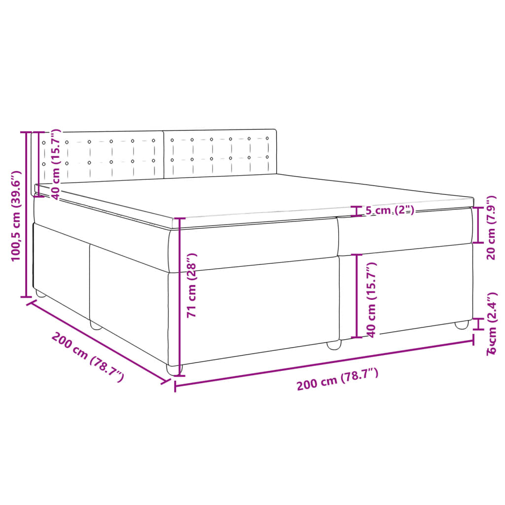 vidaXL Sommier à lattes de lit avec matelas Gris clair 200x200cm Tissu