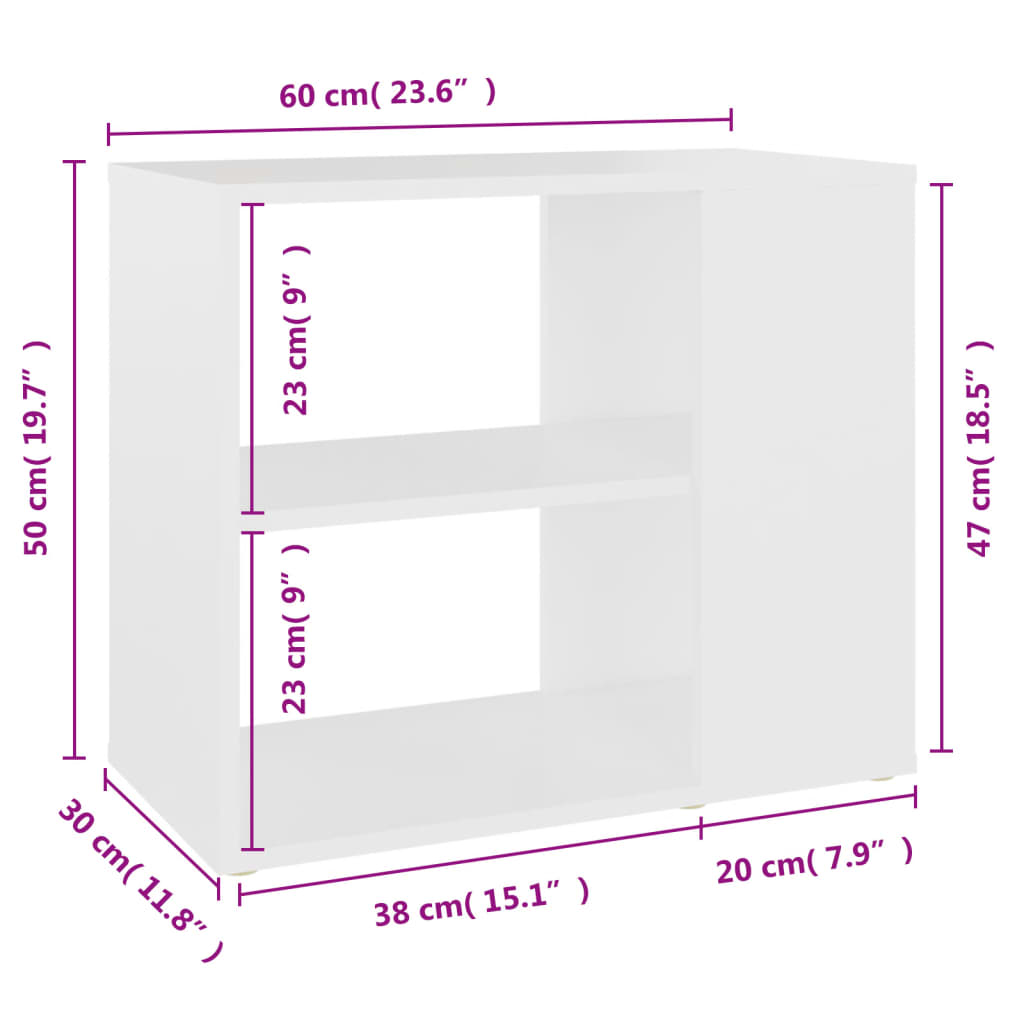 vidaXL Armoire latérale Blanc 60x30x50 cm Aggloméré