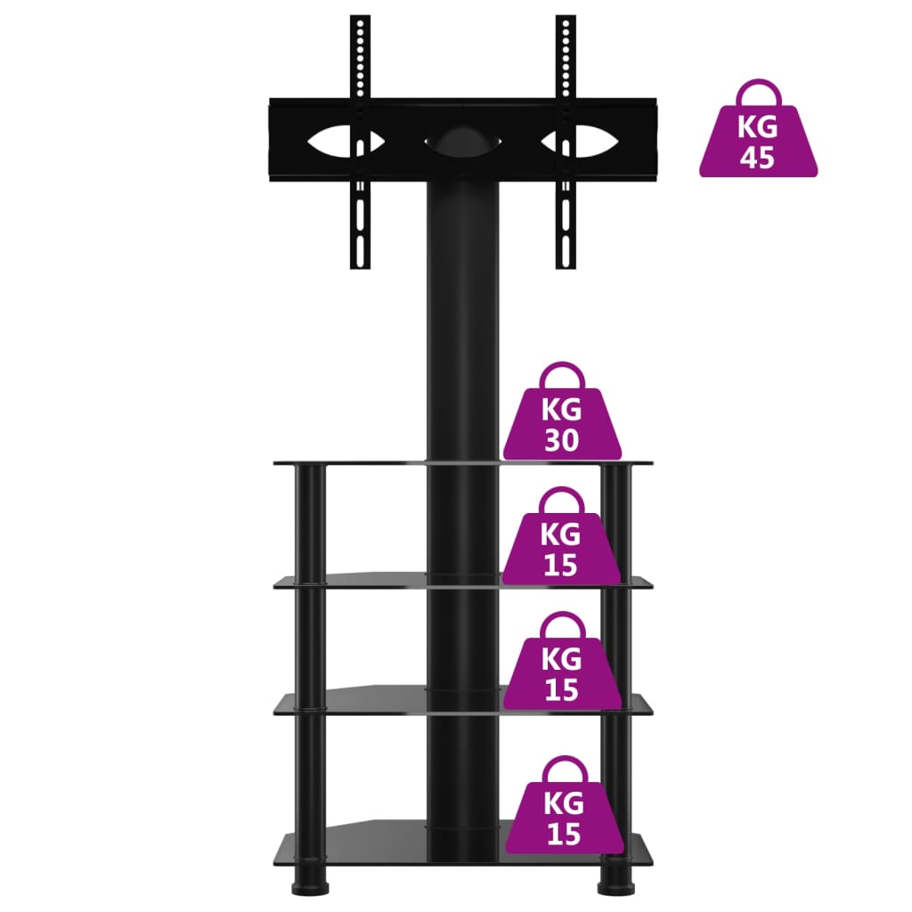 vidaXL Meuble TV d'angle 4 niveaux pour 32-70 pouces noir