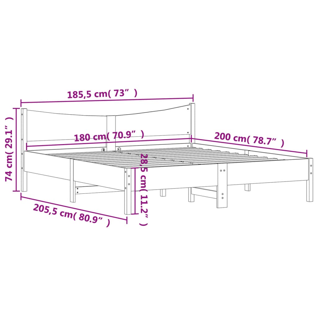 vidaXL Cadre de lit sans matelas cire marron 180x200cm bois pin massif