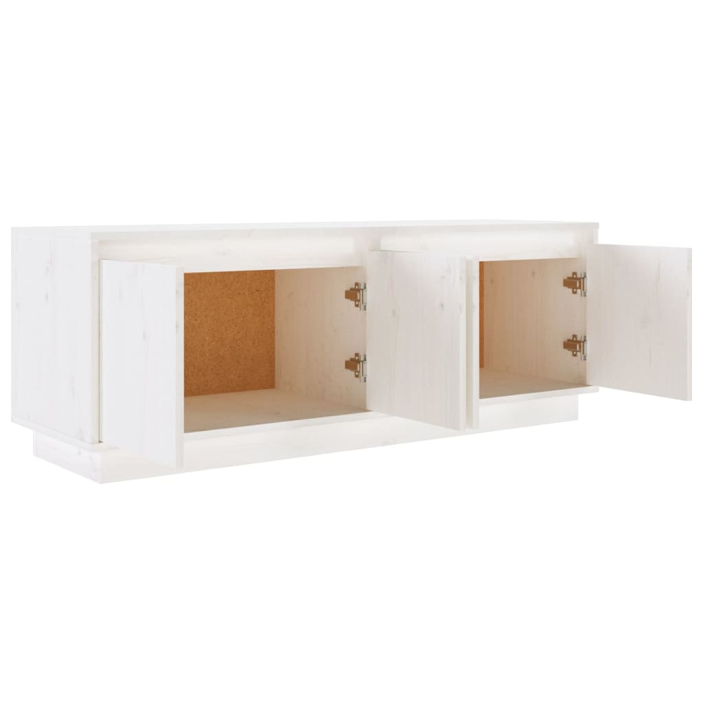 vidaXL Meuble TV Blanc 110x34x40 cm Bois de pin massif