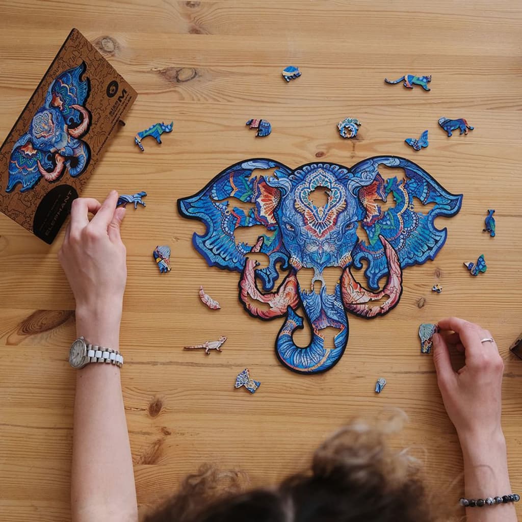 UNIDRAGON Puzzle en bois 700pcs Eternal Elephant Taille royale 62x47cm