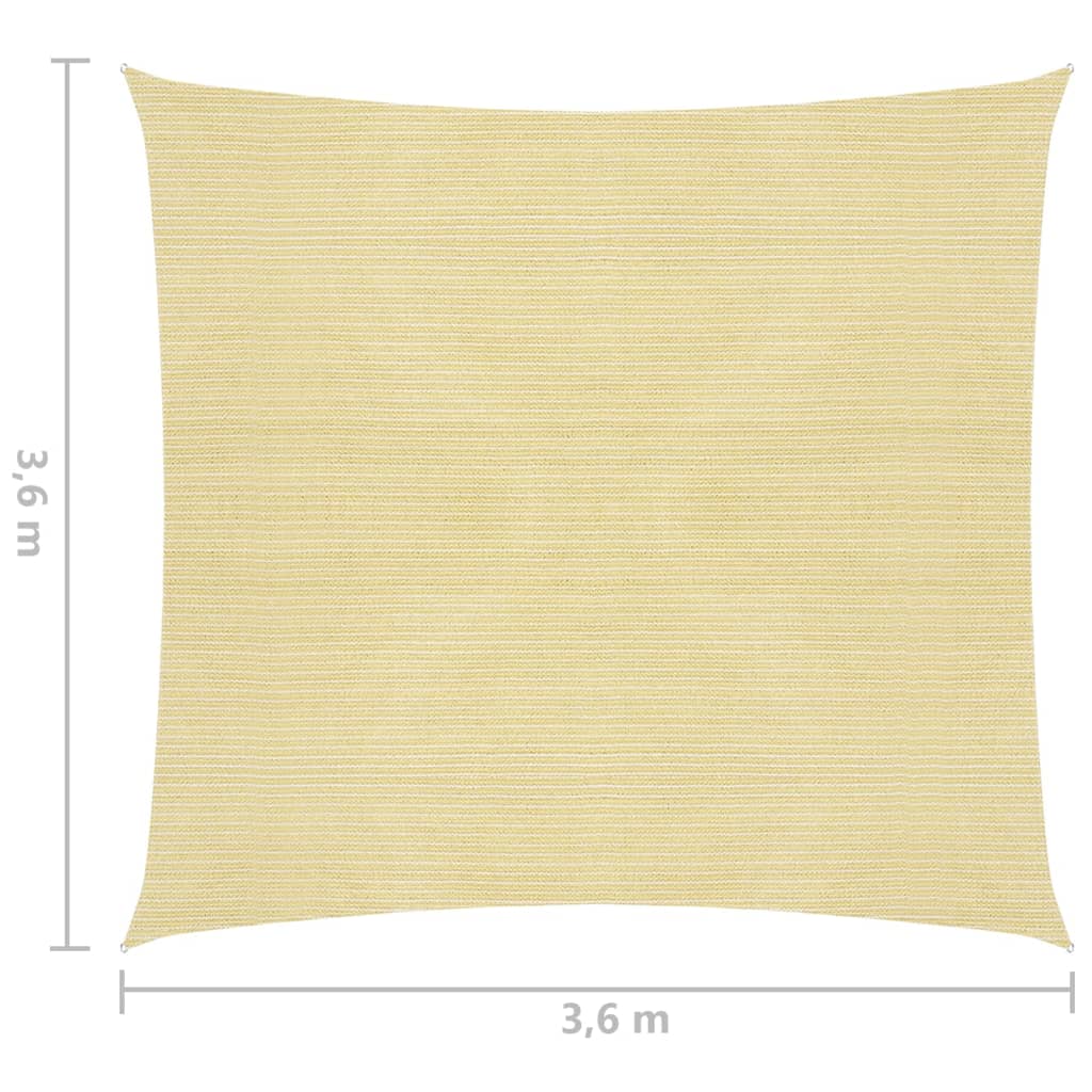 vidaXL Parasol en PEHD carré 3,6 x 3,6 m Beige