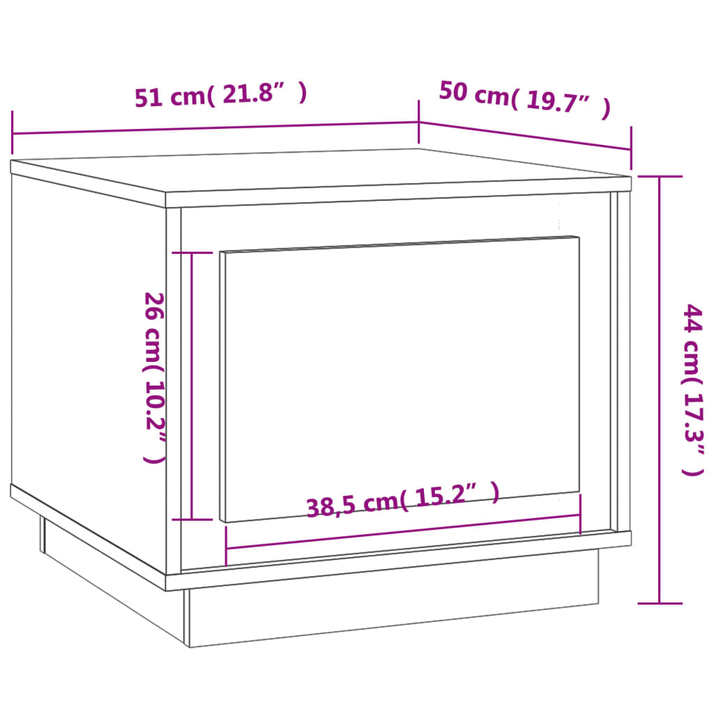 vidaXL Table basse blanc brillant 51x50x44 cm bois d'ingénierie