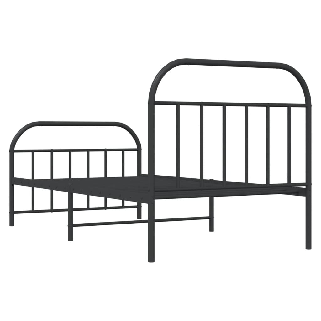 vidaXL Cadre de lit métal sans matelas avec pied de lit noir 100x190cm