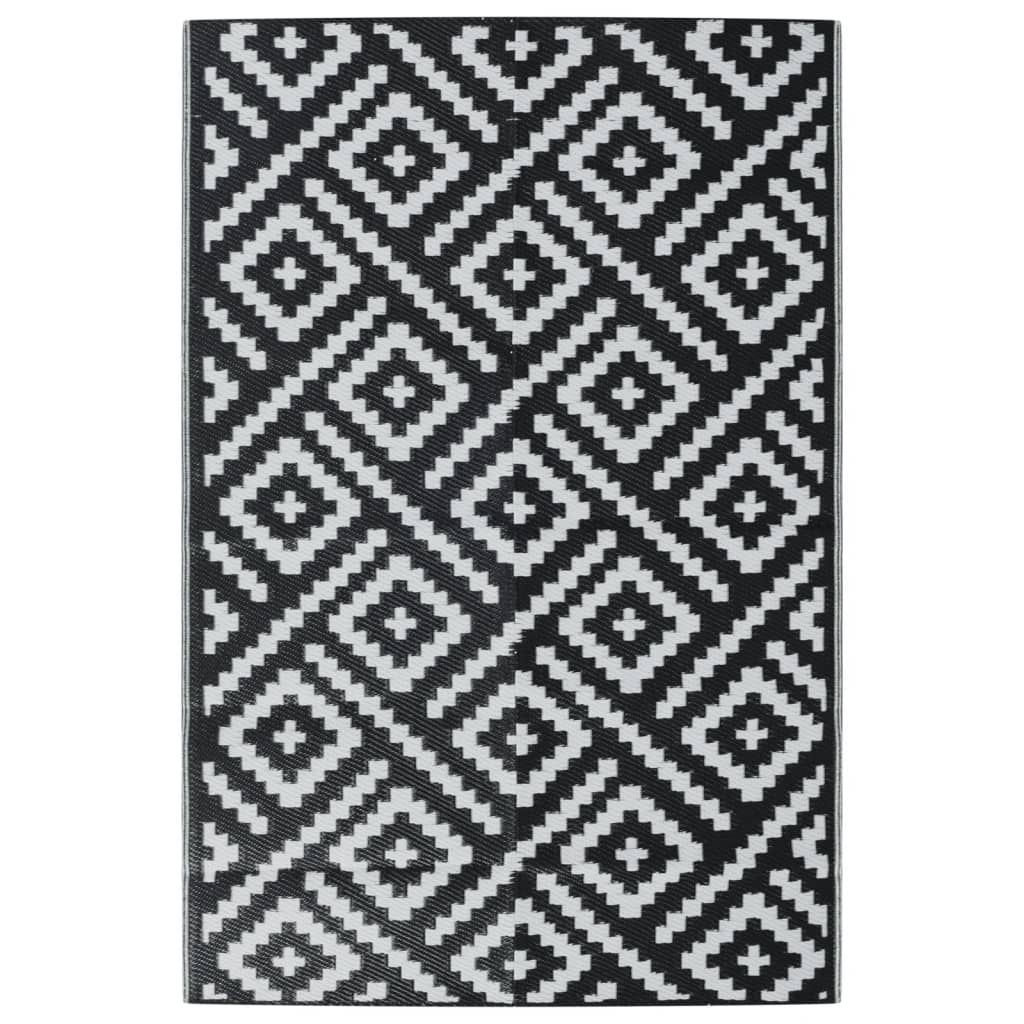 vidaXL Tapis d'extérieur Blanc et noir 120x180 cm PP