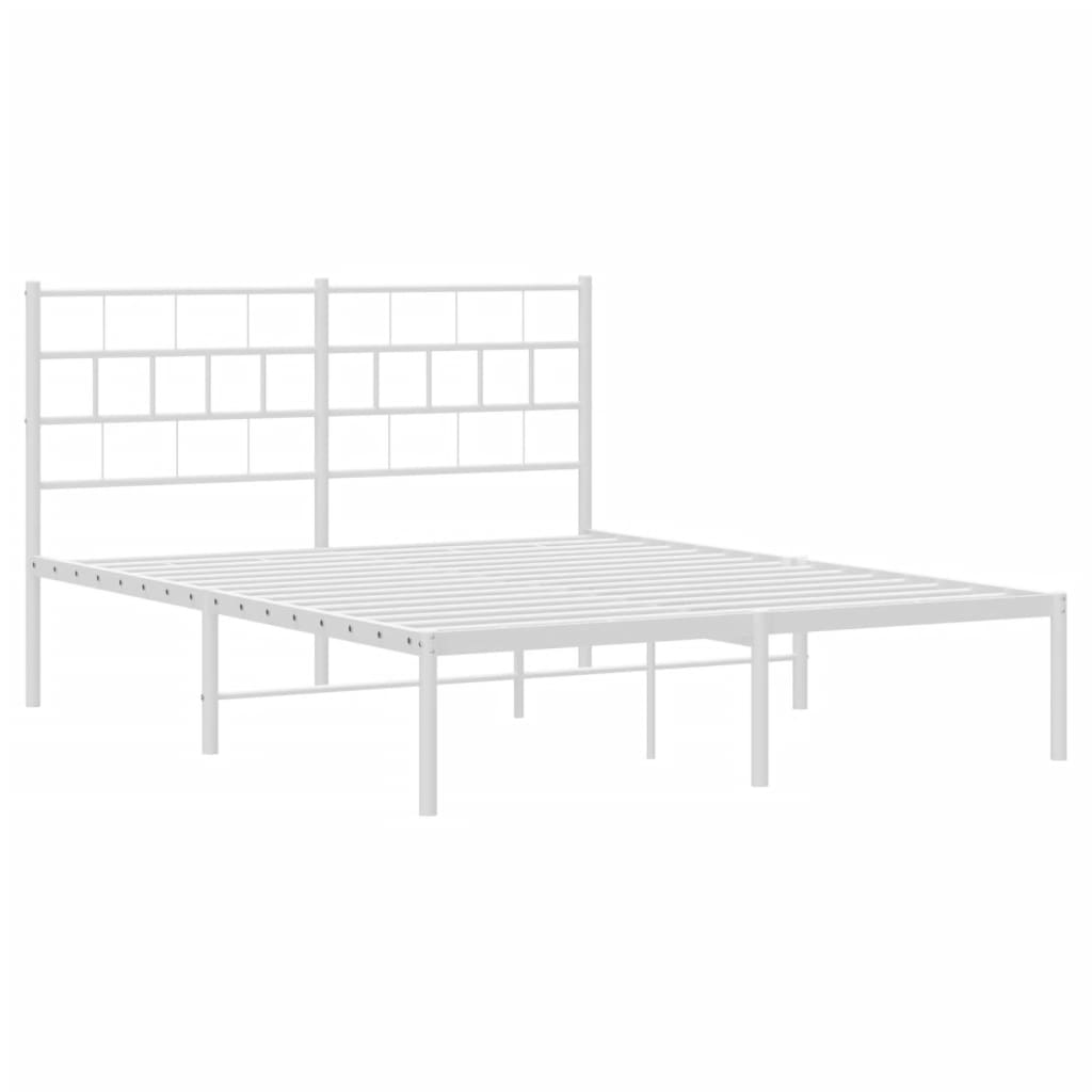 vidaXL Cadre de lit métal sans matelas et tête de lit blanc 150x200 cm