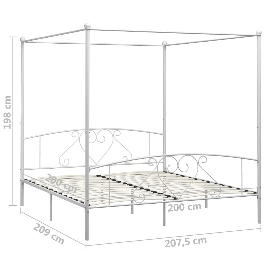 vidaXL Cadre de lit à baldaquin Blanc Métal 200 x 200 cm