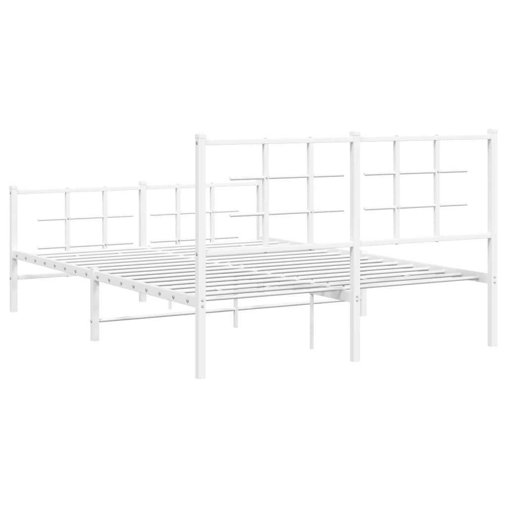 vidaXL Cadre de lit métal sans matelas et pied de lit blanc 135x190 cm