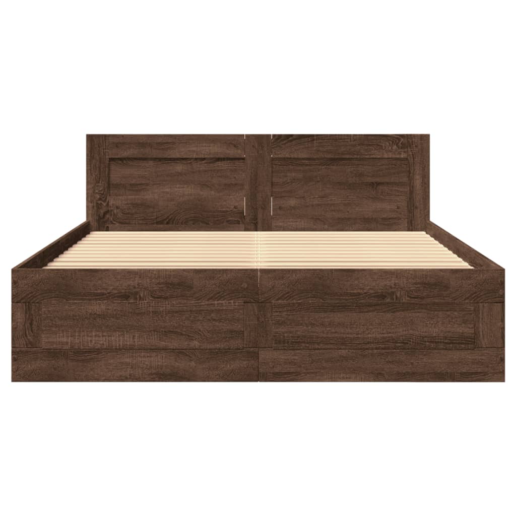 vidaXL Cadre de lit et tête de lit sans matelas chêne marron 140x190cm