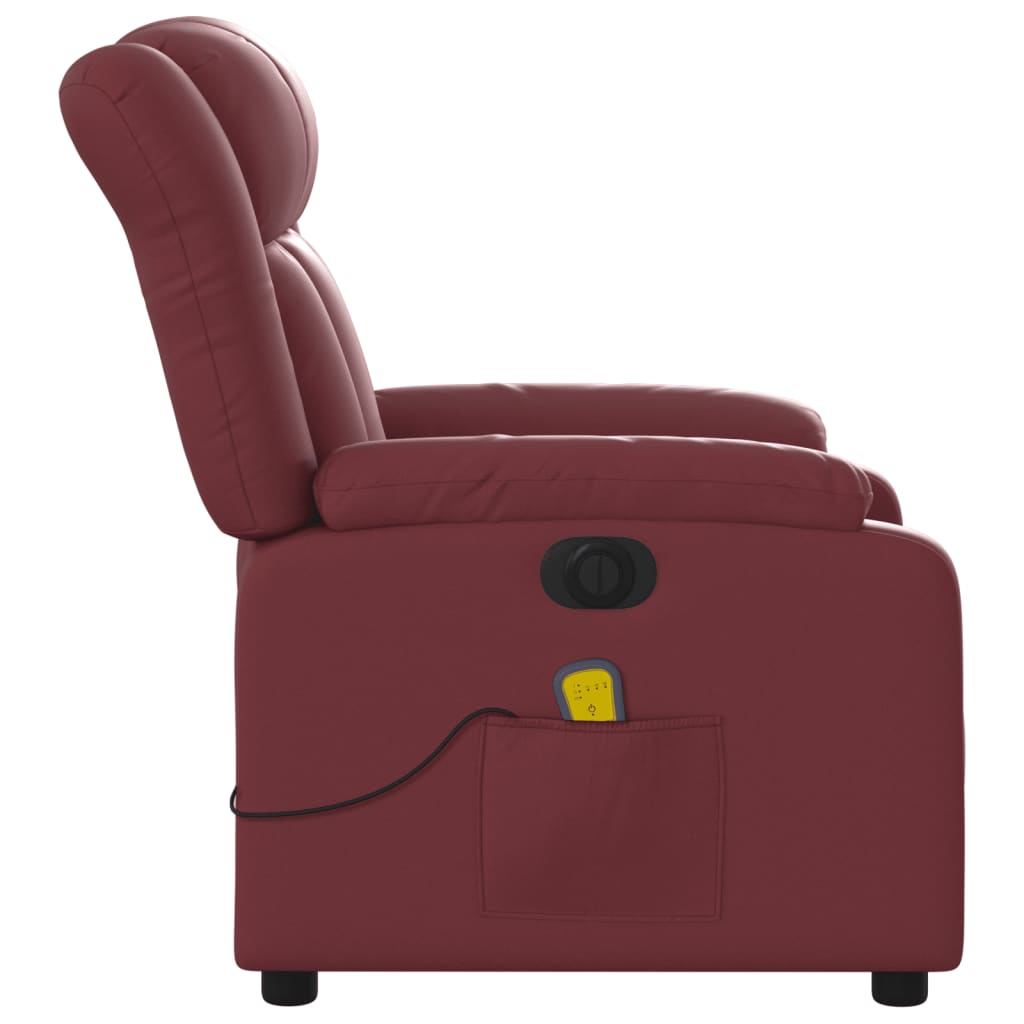 vidaXL Fauteuil de massage inclinable électrique rouge bordeaux