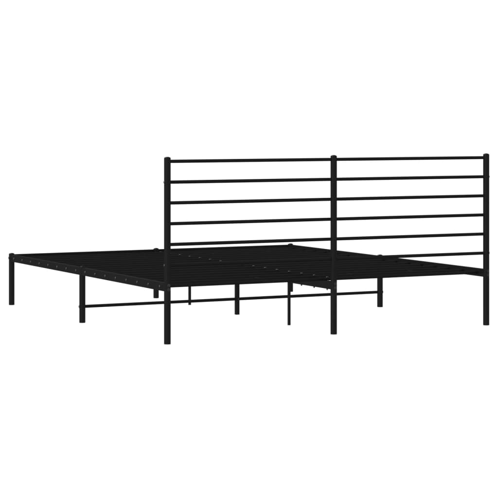 vidaXL Cadre de lit métal sans matelas avec tête de lit noir 183x213cm