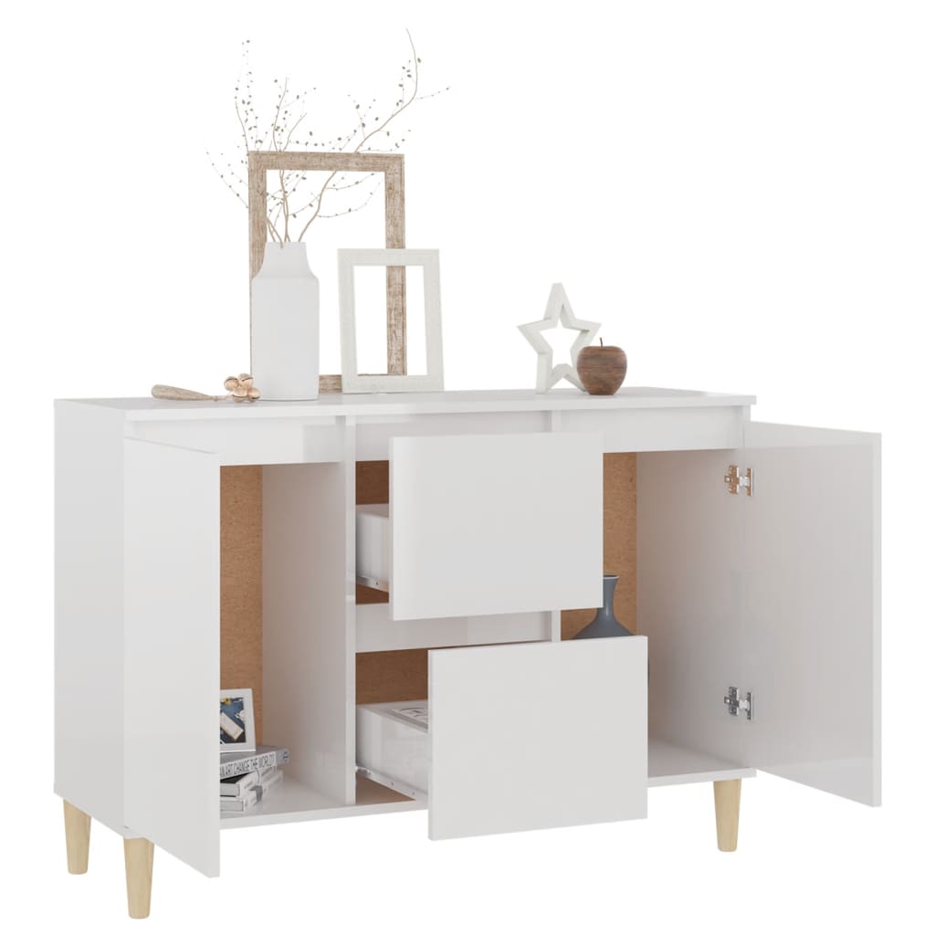 vidaXL Buffet blanc brillant 101x35x70 cm bois d'ingénierie