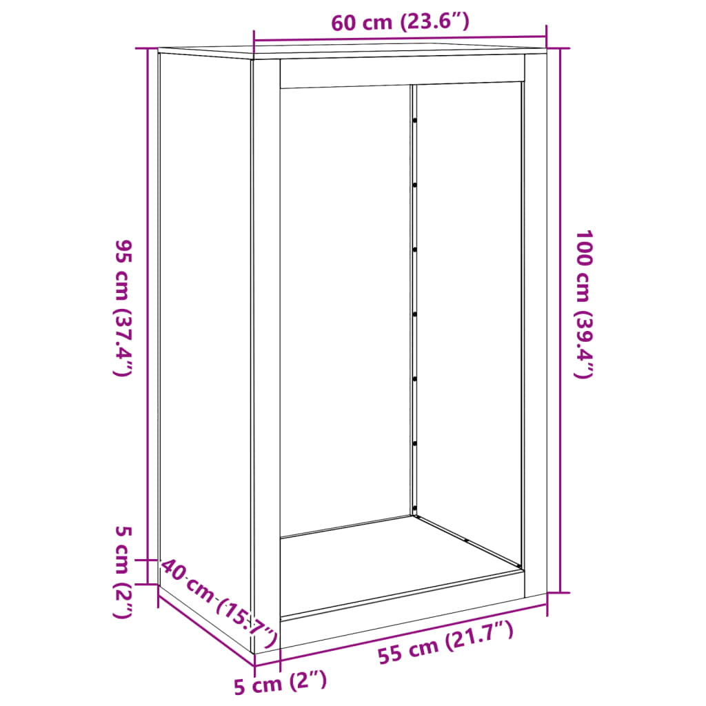 vidaXL Portant de bois de chauffage vert 60x40x100 cm acier