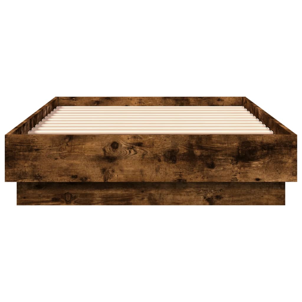 vidaXL Cadre de lit chêne fumé 75x190 cm bois d'ingénierie