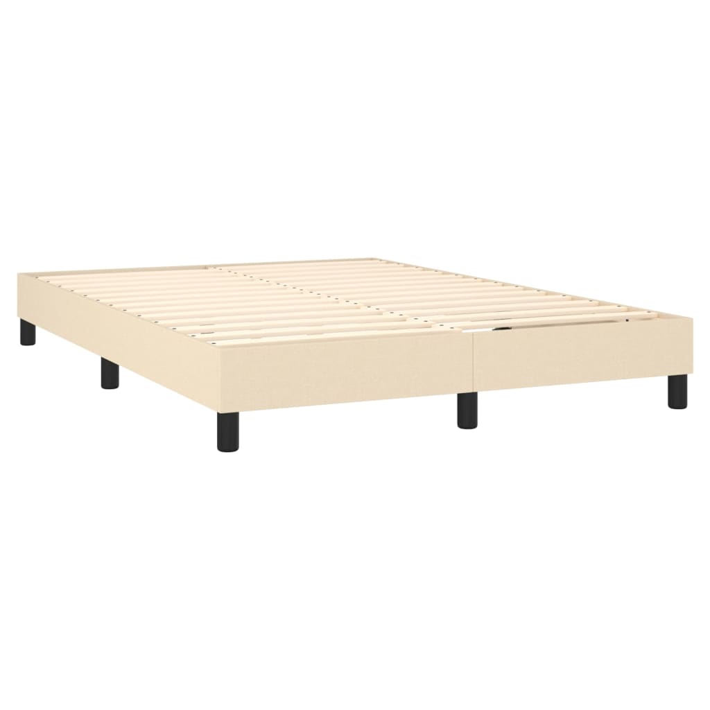 vidaXL Sommier à lattes de lit avec matelas Crème 140x190 cm Tissu