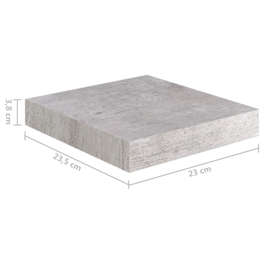 vidaXL Étagère murale flottante gris béton 23x23,5x3,8 cm MDF