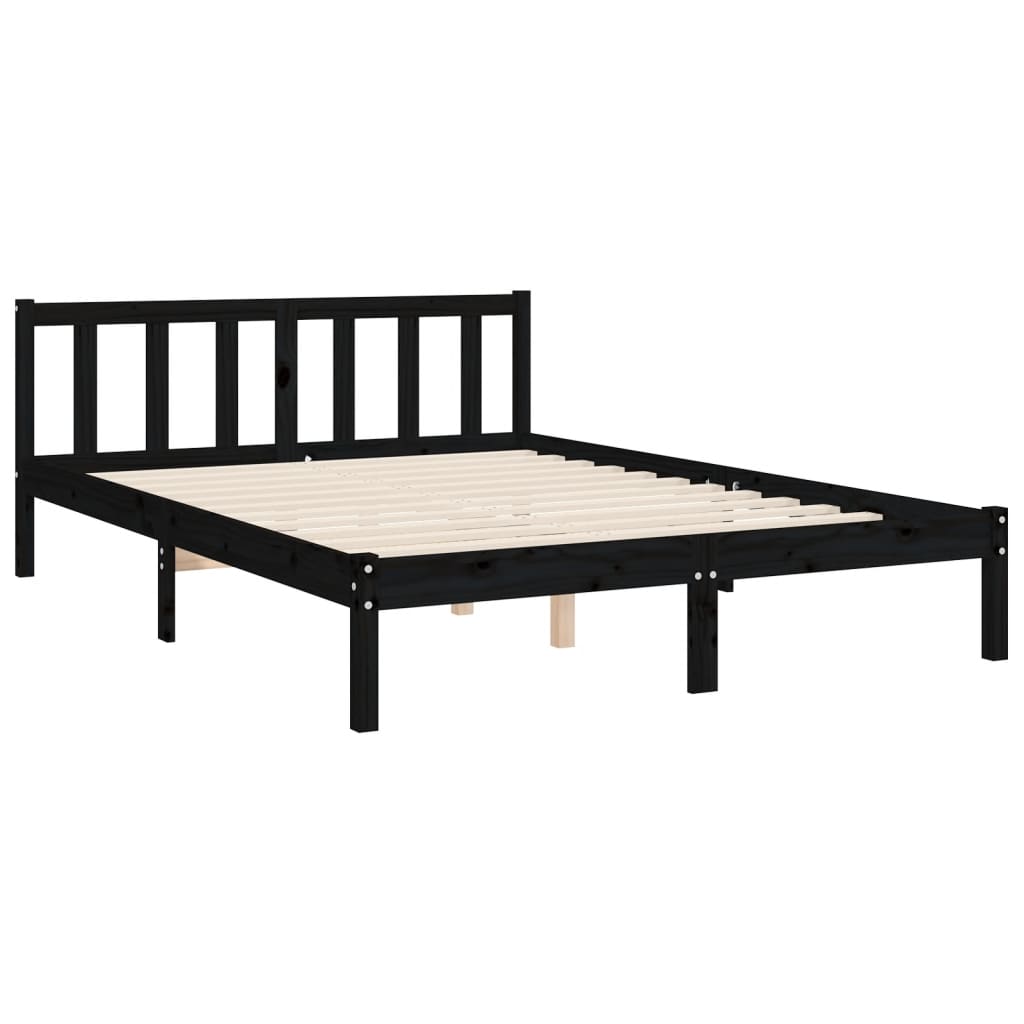 vidaXL Cadre de lit sans matelas noir 140x200 cm bois massif de pin