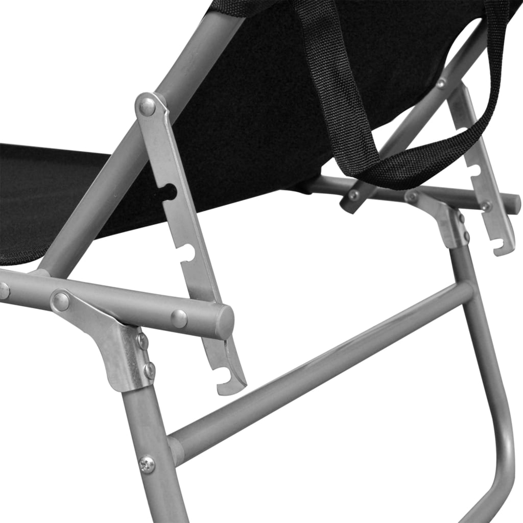 vidaXL Chaise longue pliable avec auvent Noir Aluminium