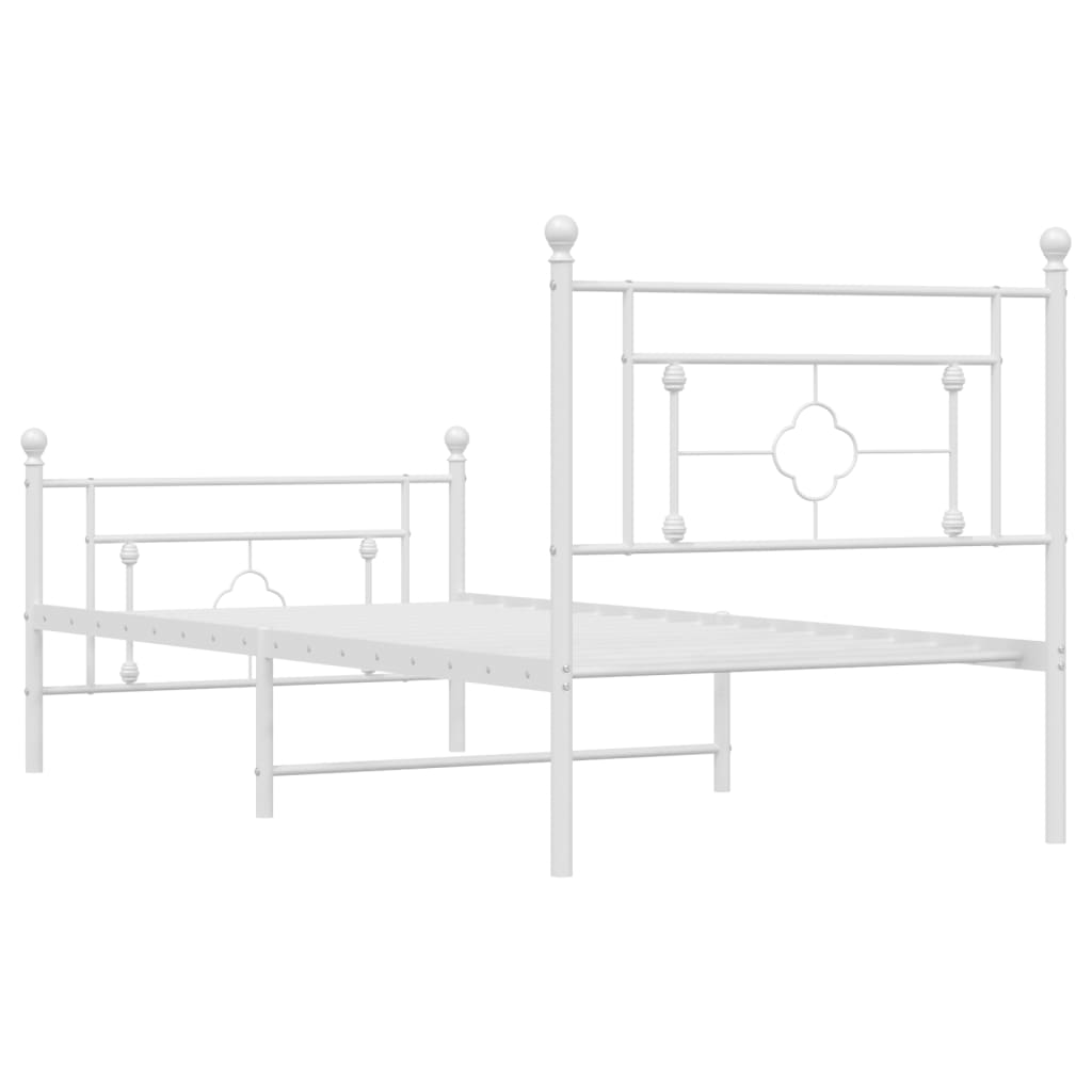 vidaXL Cadre de lit métal sans matelas avec pied de lit blanc 90x200cm