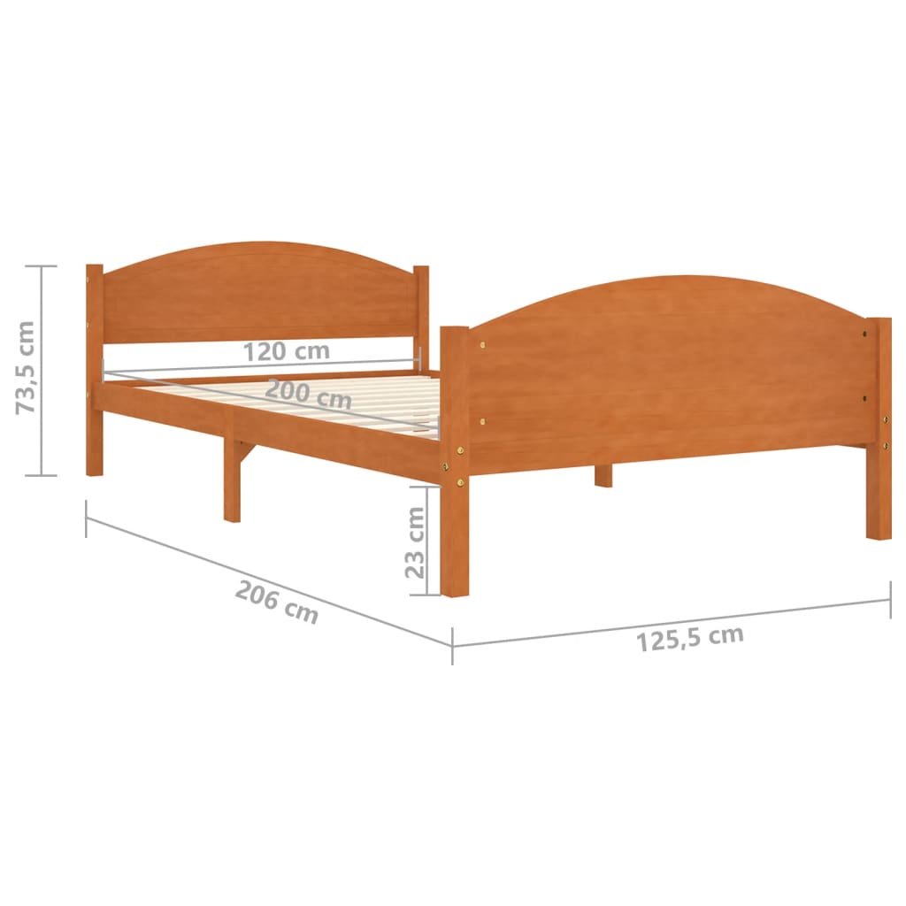 vidaXL Cadre de lit sans matelas marron miel pin massif 120x200 cm