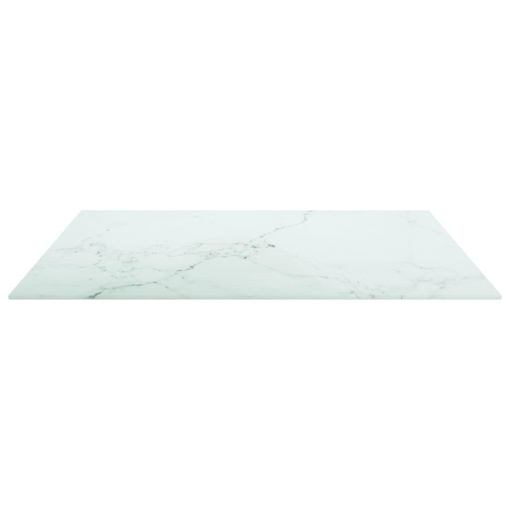 vidaXL Dessus de table Blanc 70x70cm 6mm Verre trempé et design marbre