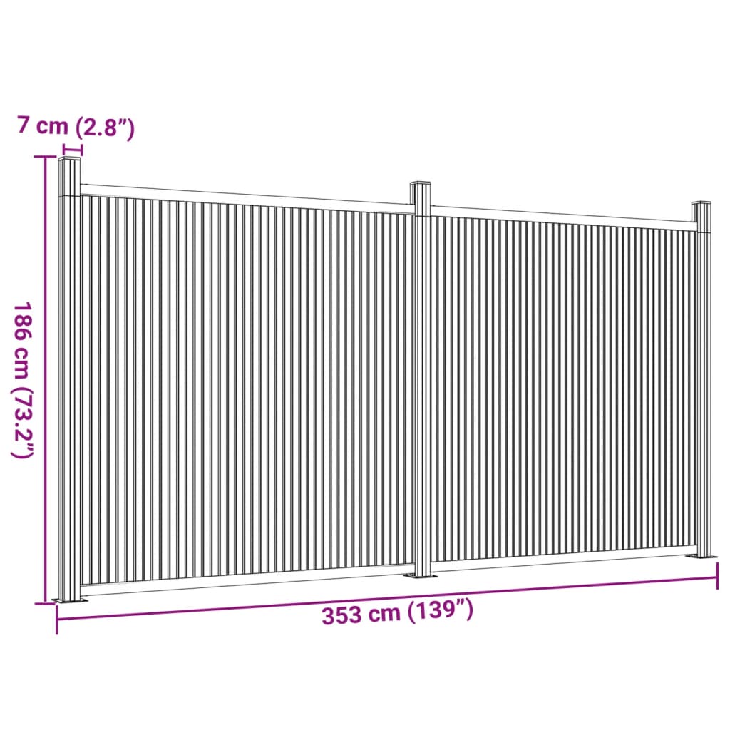 vidaXL Panneau de clôture marron 353x186 cm WPC