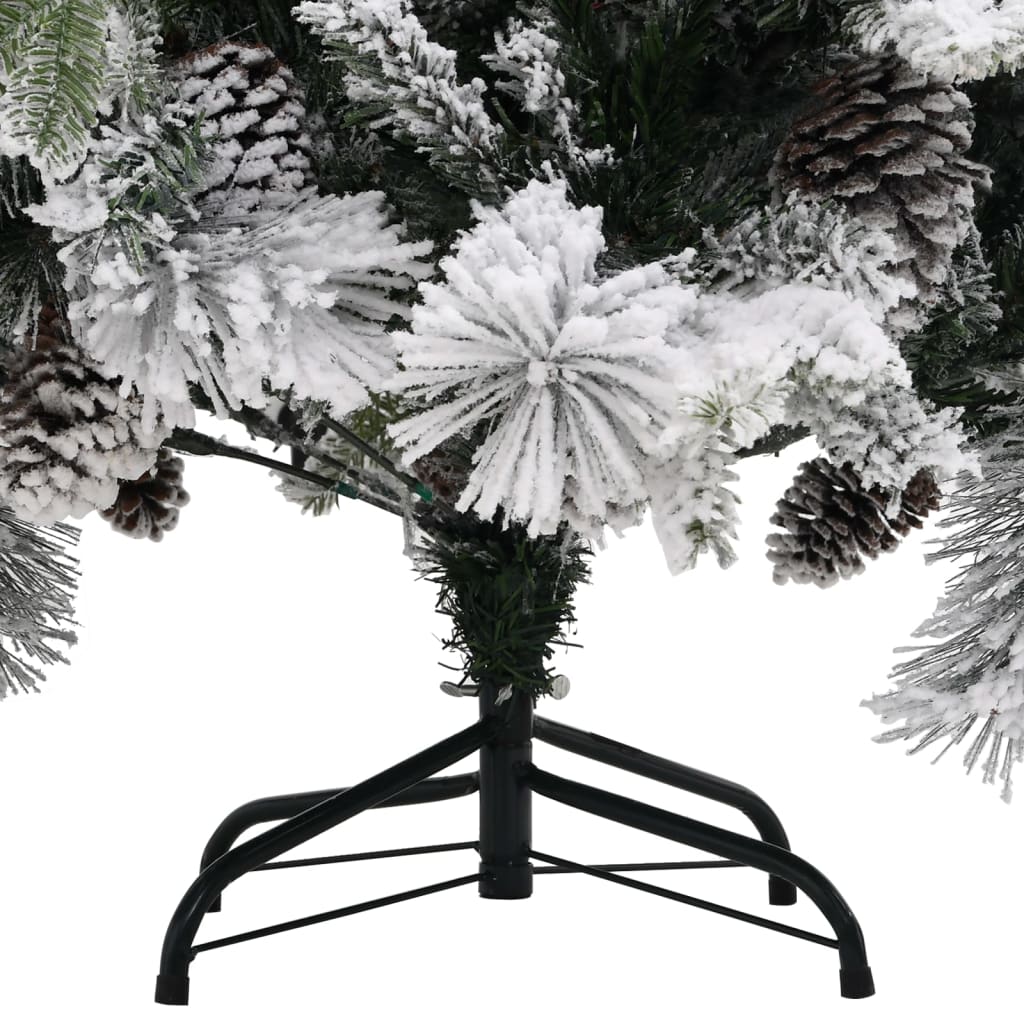 vidaXL Sapin de Noël à flocons de neige et pommes de pin 225 cm PVC/PE