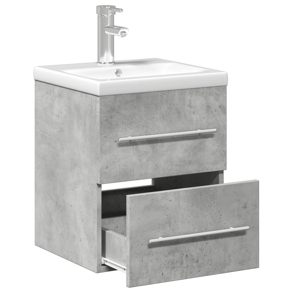 vidaXL Armoire lavabo de salle de bain avec bassin intégré gris béton