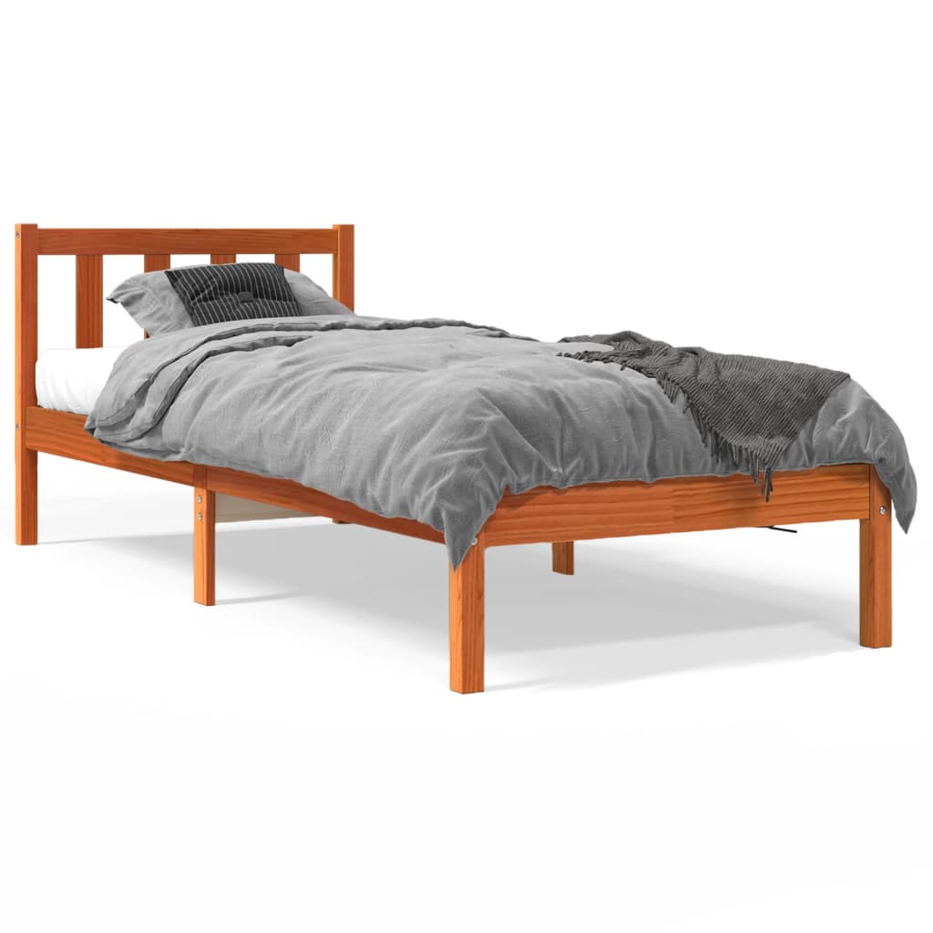 vidaXL Cadre de lit sans matelas cire marron 75x190 cm bois pin massif