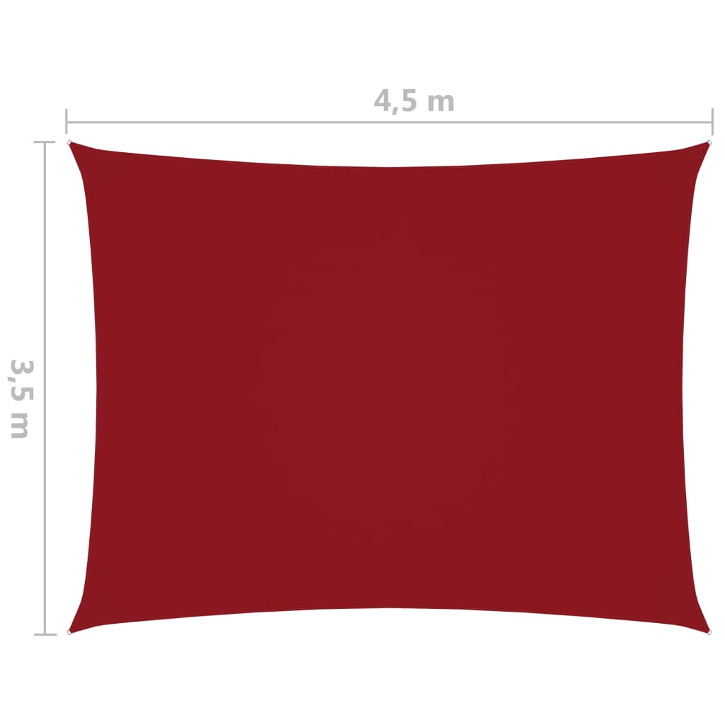 vidaXL Voile de parasol Tissu Oxford rectangulaire 3,5x4,5 m Rouge