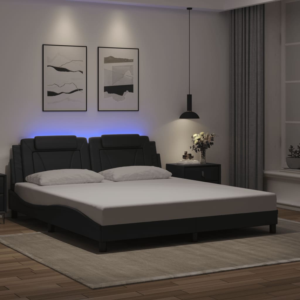 vidaXL Cadre de lit avec LED sans matelas noir 180x200 cm