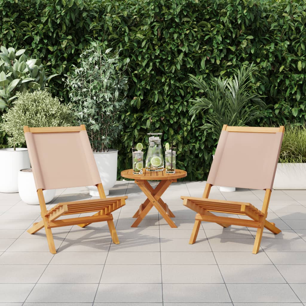 vidaXL Chaises de jardin lot de 2 taupe bois d'acacia massif et tissu