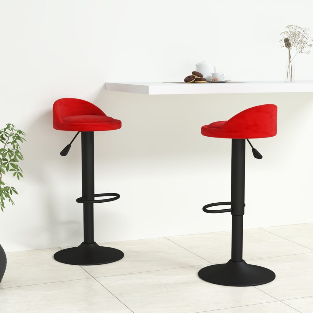 vidaXL Tabourets de bar lot de 2 rouge bordeaux velours