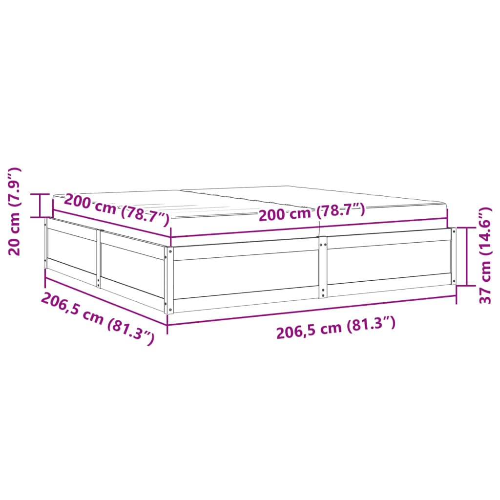 vidaXL Lit avec matelas 200x200 cm bois massif de pin