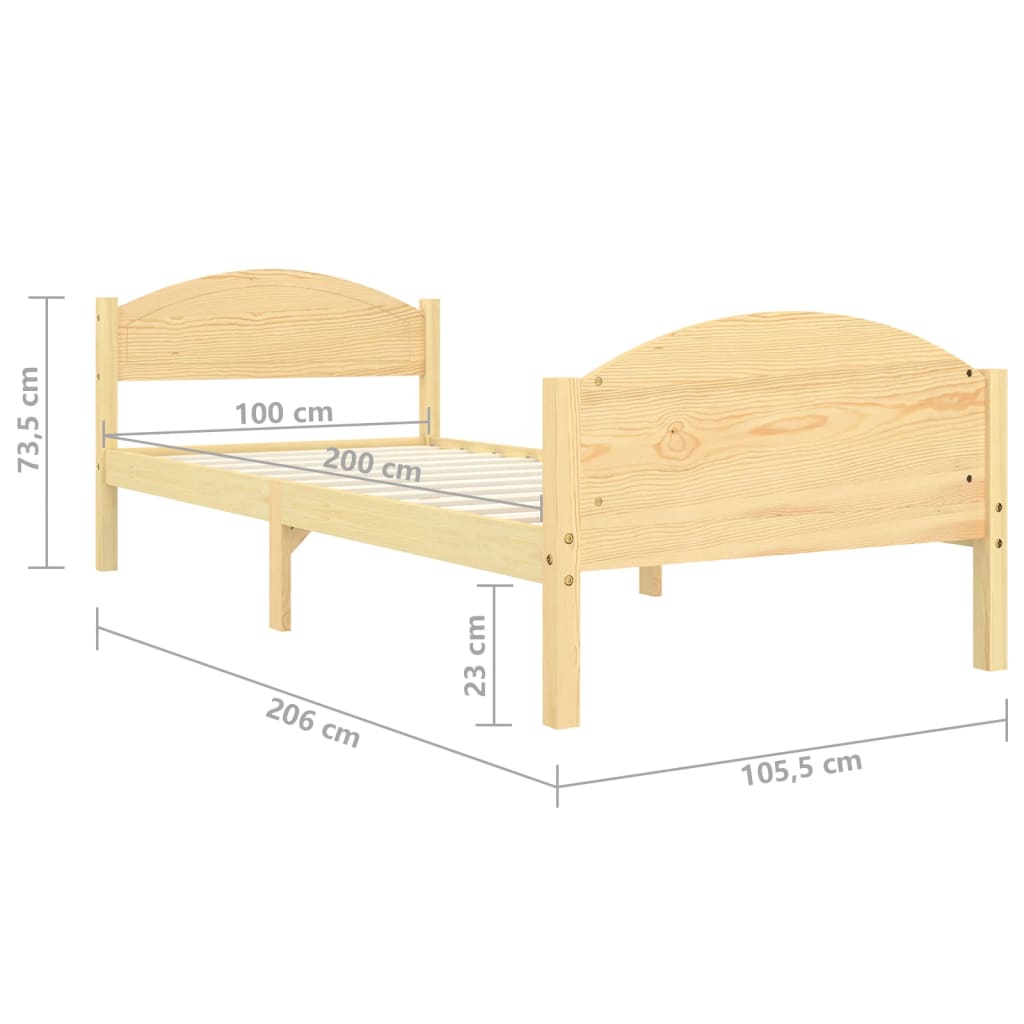 vidaXL Cadre de lit sans matelas bois massif de pin 100x200 cm