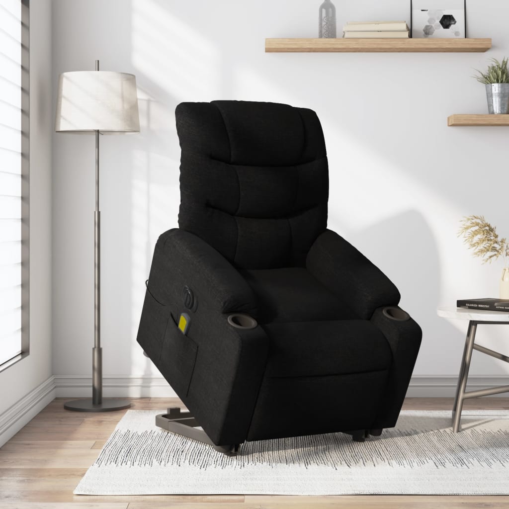 vidaXL Fauteuil inclinable de massage électrique Noir Tissu